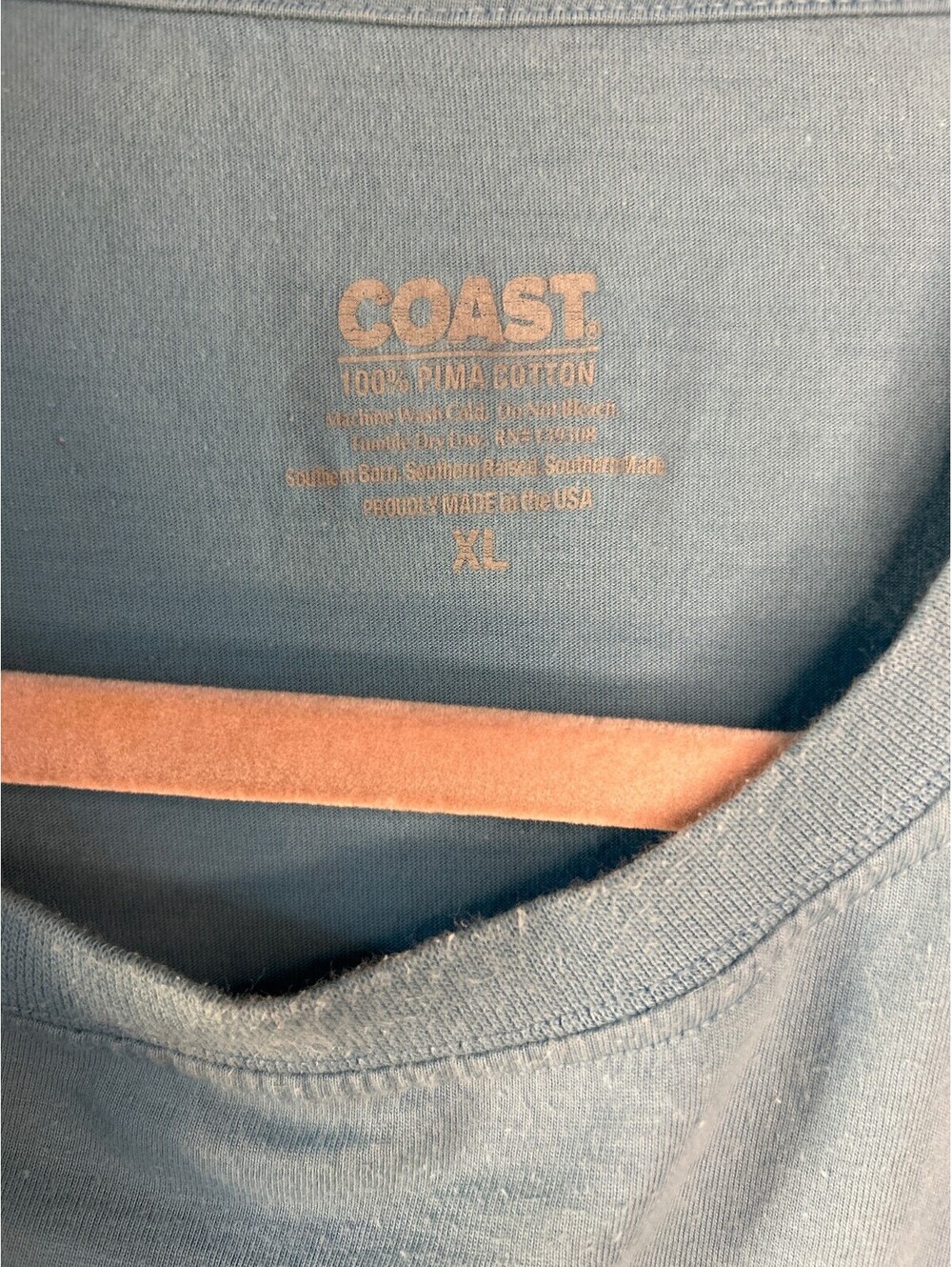 Coast Pima Cotton Pocket T-Shirt XL Blue Graphic Back Print Made USA Tee - Picture 3 of 3